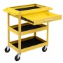 [US Warehouse] 3-Tray Stainless Steel Rolling Utility Cart Trolley with Drawer, Capacity: 330 LBS